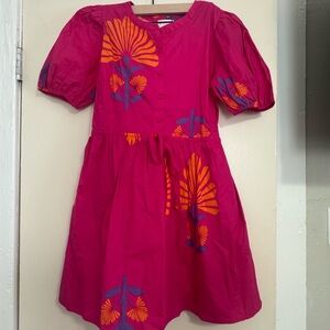 Sugarlips Hot Pink Mini Dress with Orange & Purple Floral Print
